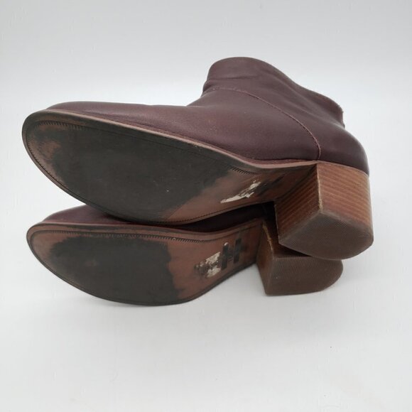 TOMS Leather Ankle Boots with Back Zipper Tassel Dark Brown Womens Size 9 - Picture 10 of 11